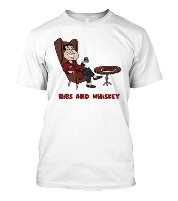 Ribs And Whiskey Cartoon Character With Drink T-Shirt
