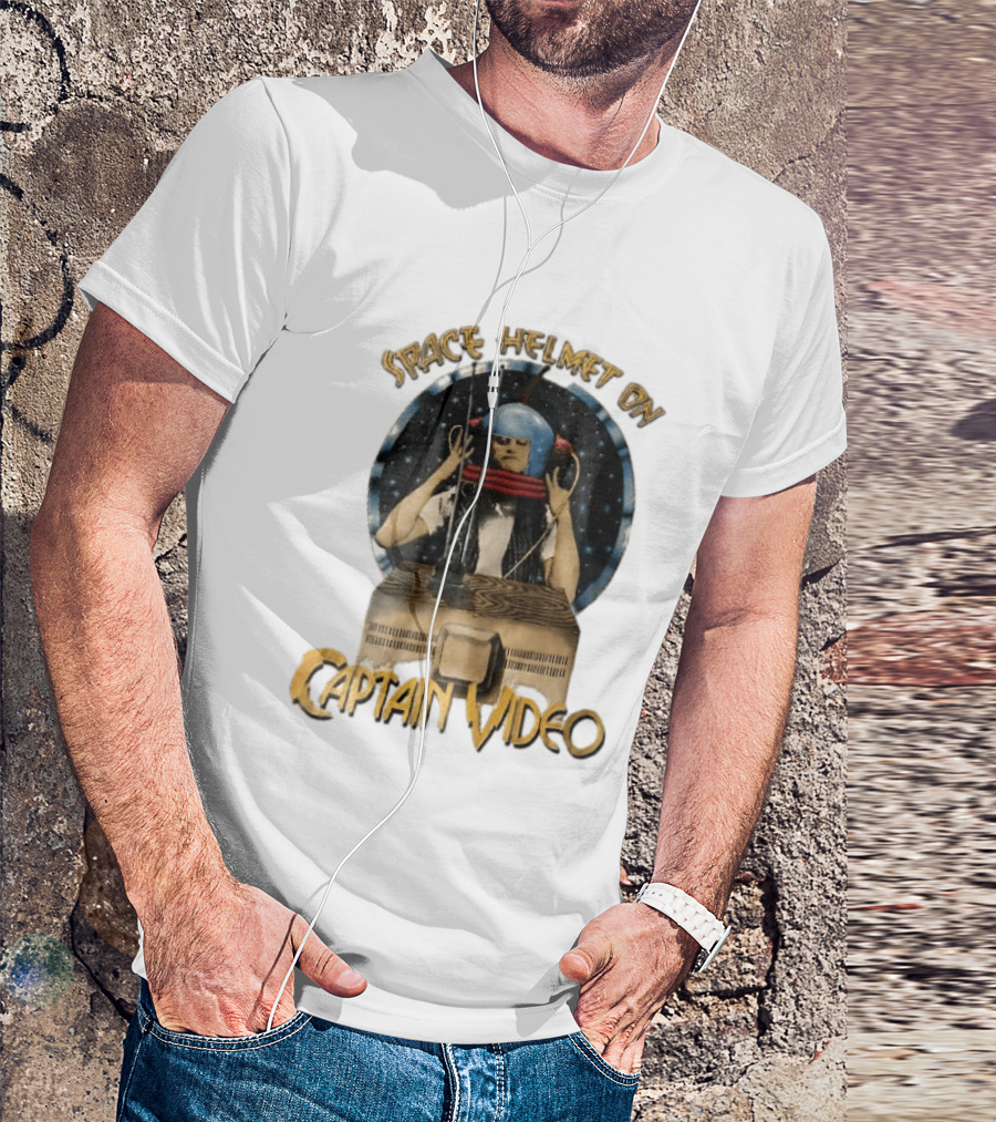 Space Helmet On Captain Video Retro Sci Fi Adventure T-Shirt