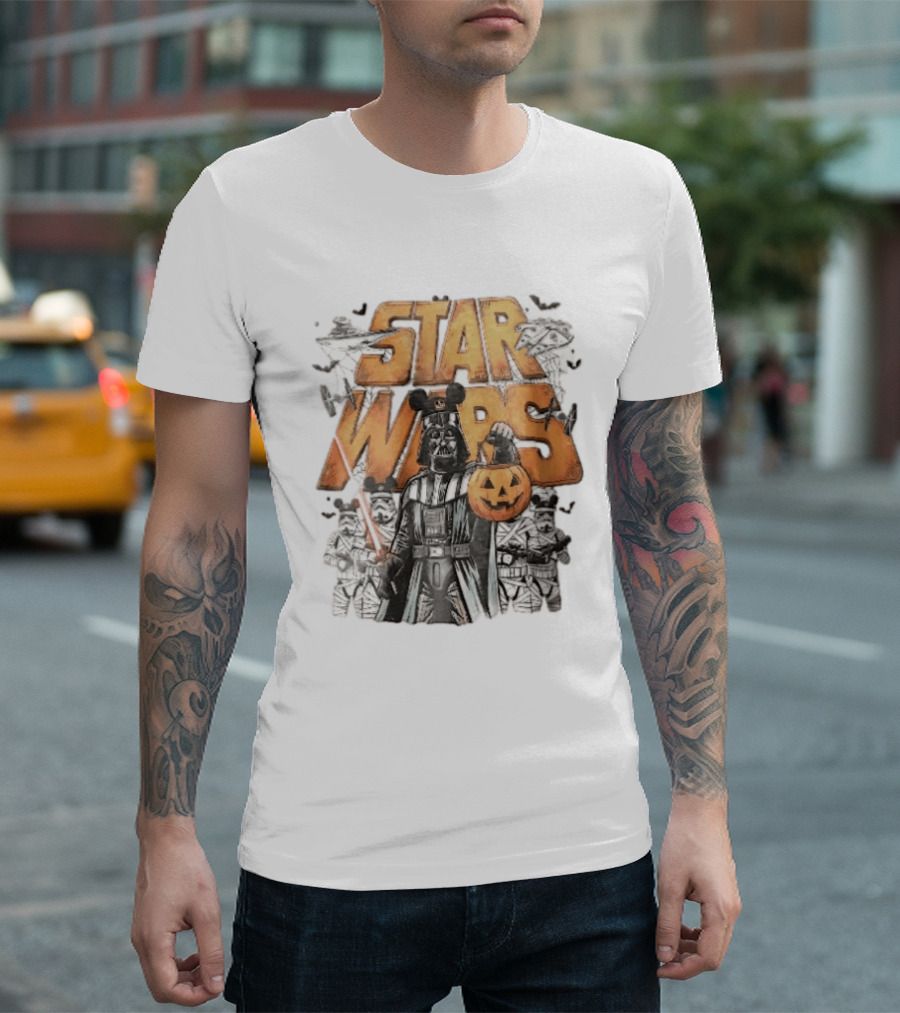 Star Wars Darth Vader Mickey Ears Stormtroopers Halloween Pumpkin T-Shirt