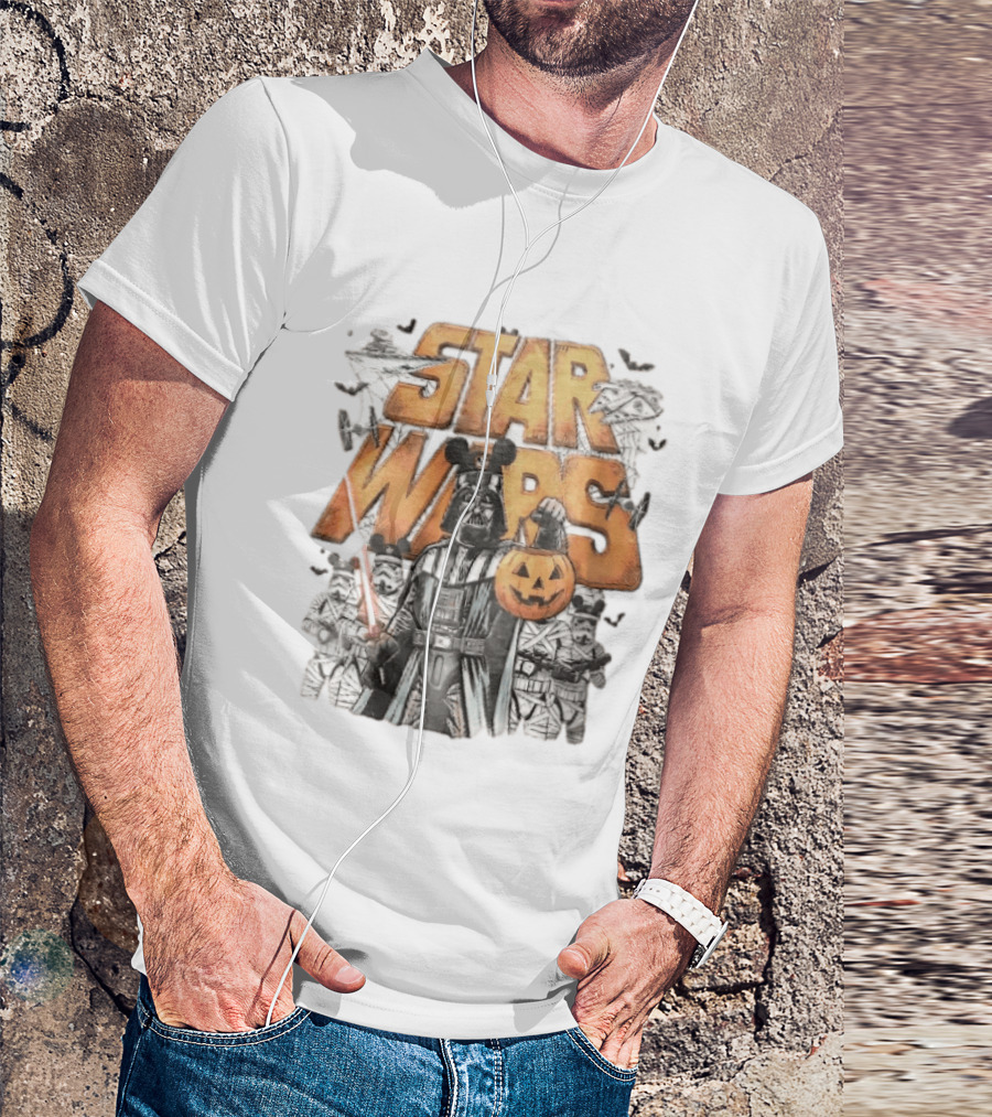 Star Wars Darth Vader Mickey Ears Stormtroopers Halloween Pumpkin T-Shirt