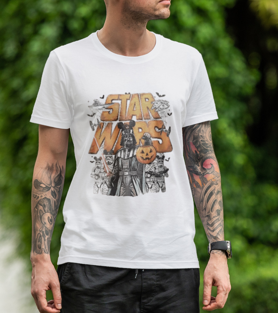 Star Wars Darth Vader Mickey Ears Stormtroopers Halloween Pumpkin T-Shirt