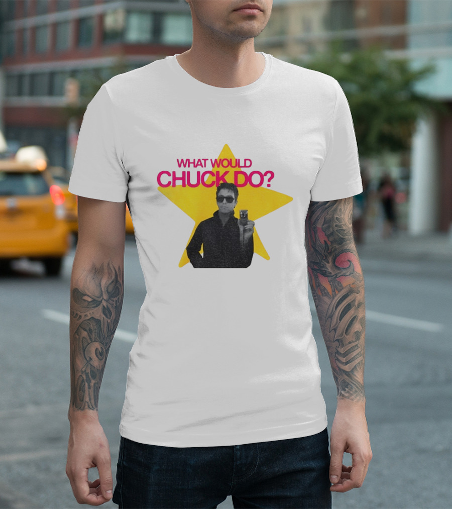 Chuck Timely And The Hourglass 90s Baby What Would Chuck Do Starburst T-Shirt