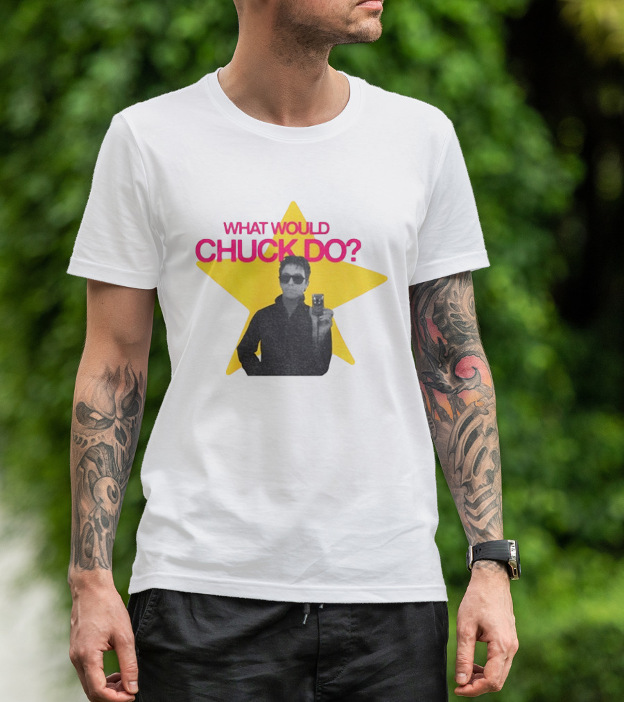 Chuck Timely And The Hourglass 90s Baby What Would Chuck Do Starburst T-Shirt