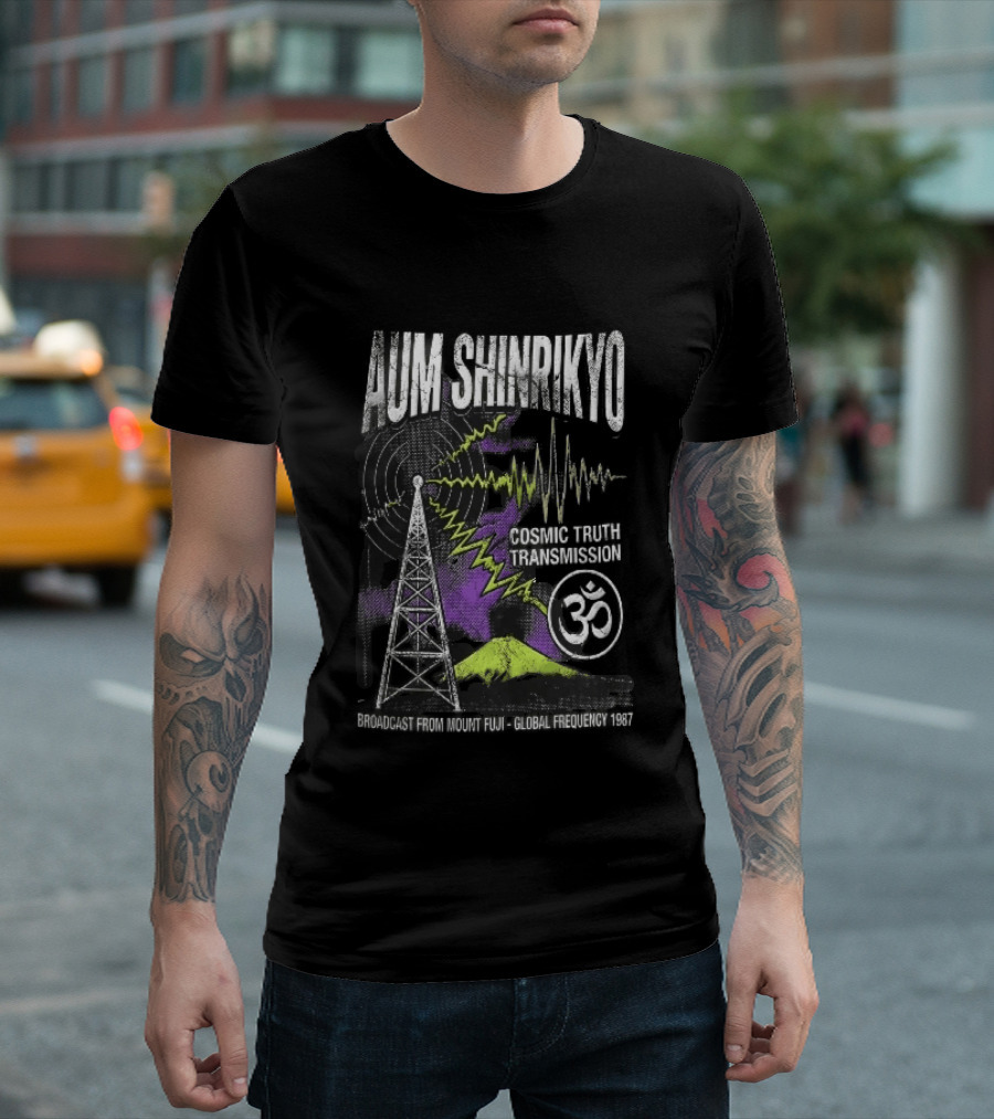 Aum Shinrikyo Cosmic Truth Transmission Broadcast Mount Fuji Global Frequency 1987 T-Shirt