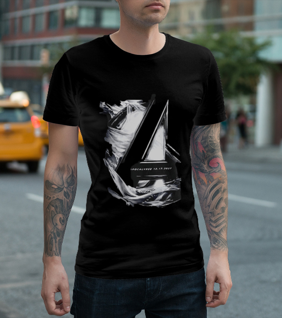 Avengers Apocalypse 12.17.2027 Tower Monochrome T-Shirt