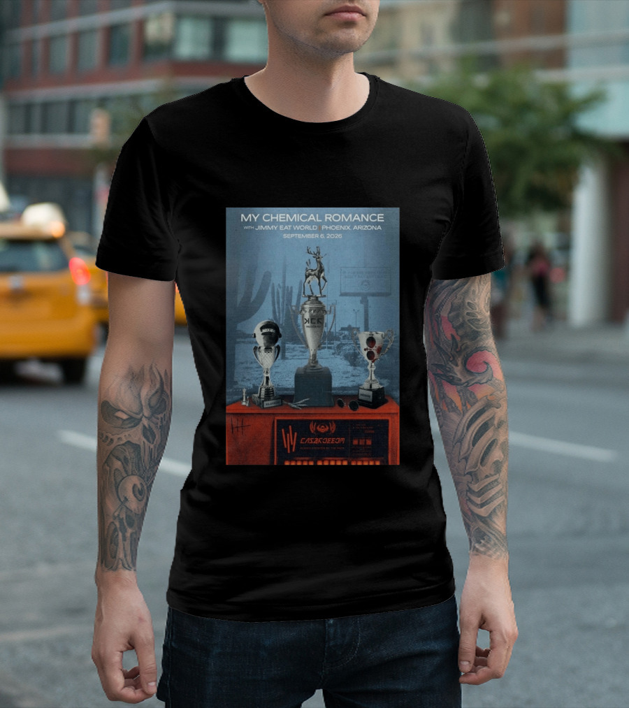 My Chemical Romance With Jimmy Eat World Phoenix Arizona September 6 2026 Trophy T-Shirt