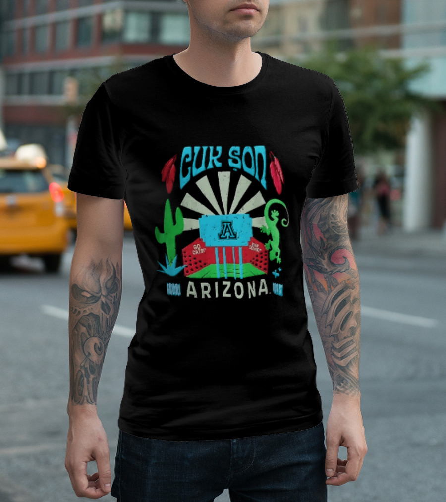 Arizona Go Cats Bear Down Cactus Lizard Desert T-Shirt