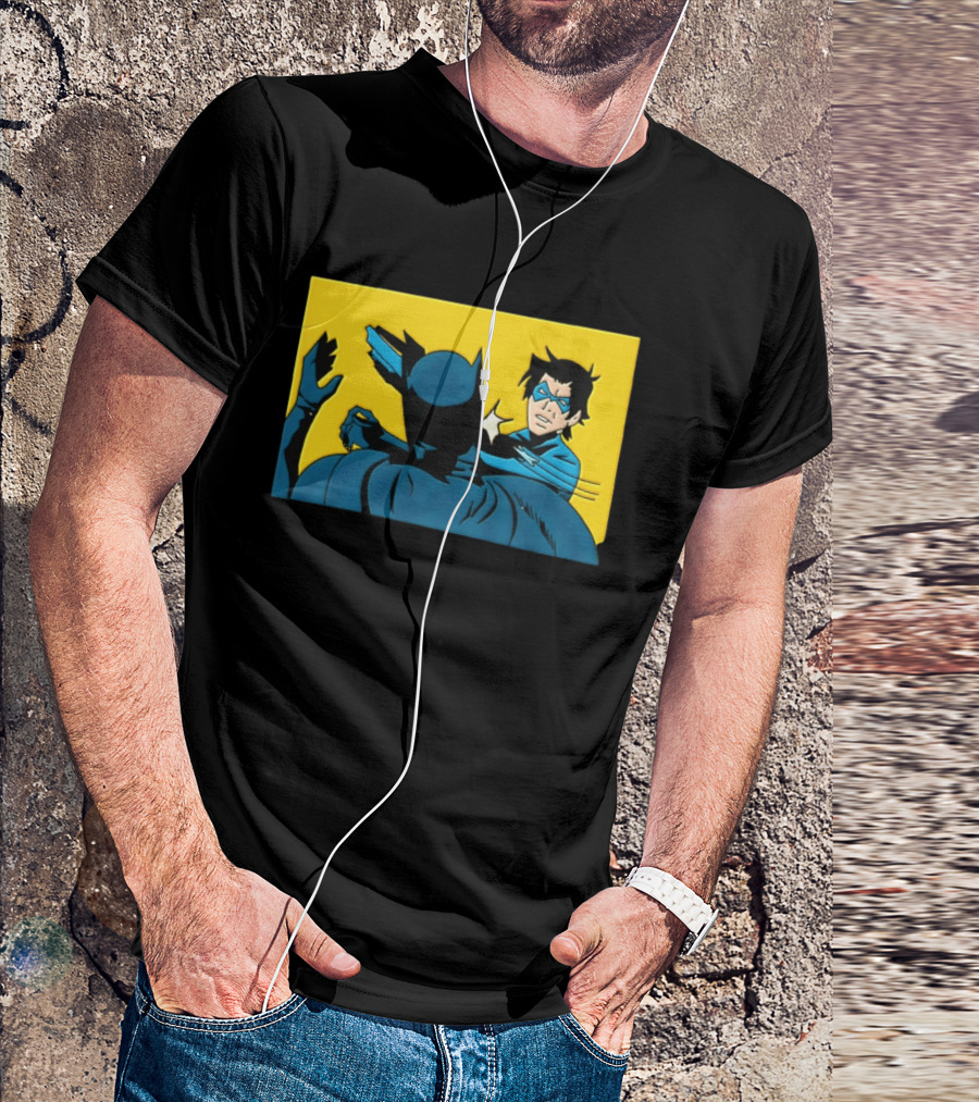 Nightwing Slapping Batman Meme Comic Panel Yellow T-Shirt