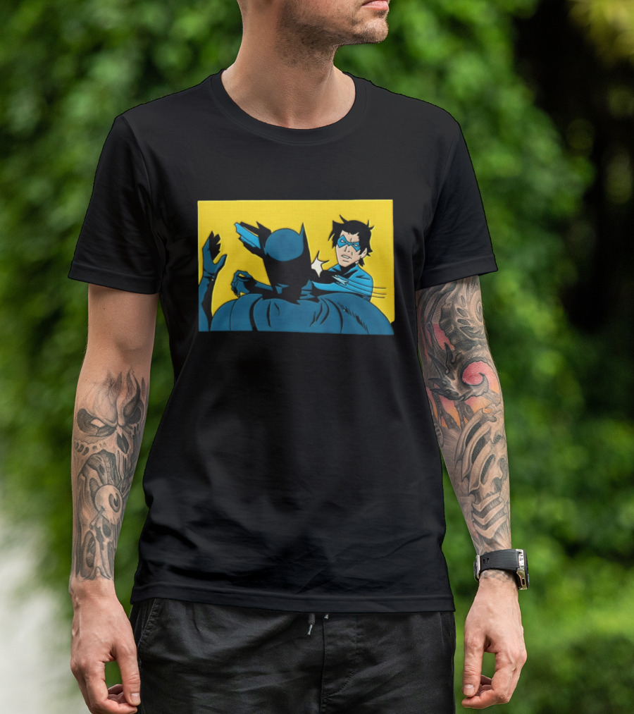 Nightwing Slapping Batman Meme Comic Panel Yellow T-Shirt