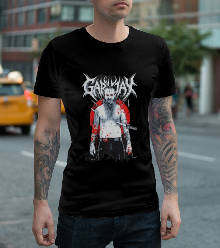 Gapjax Bloody Man Katana Sword Barbed Wire T-Shirt