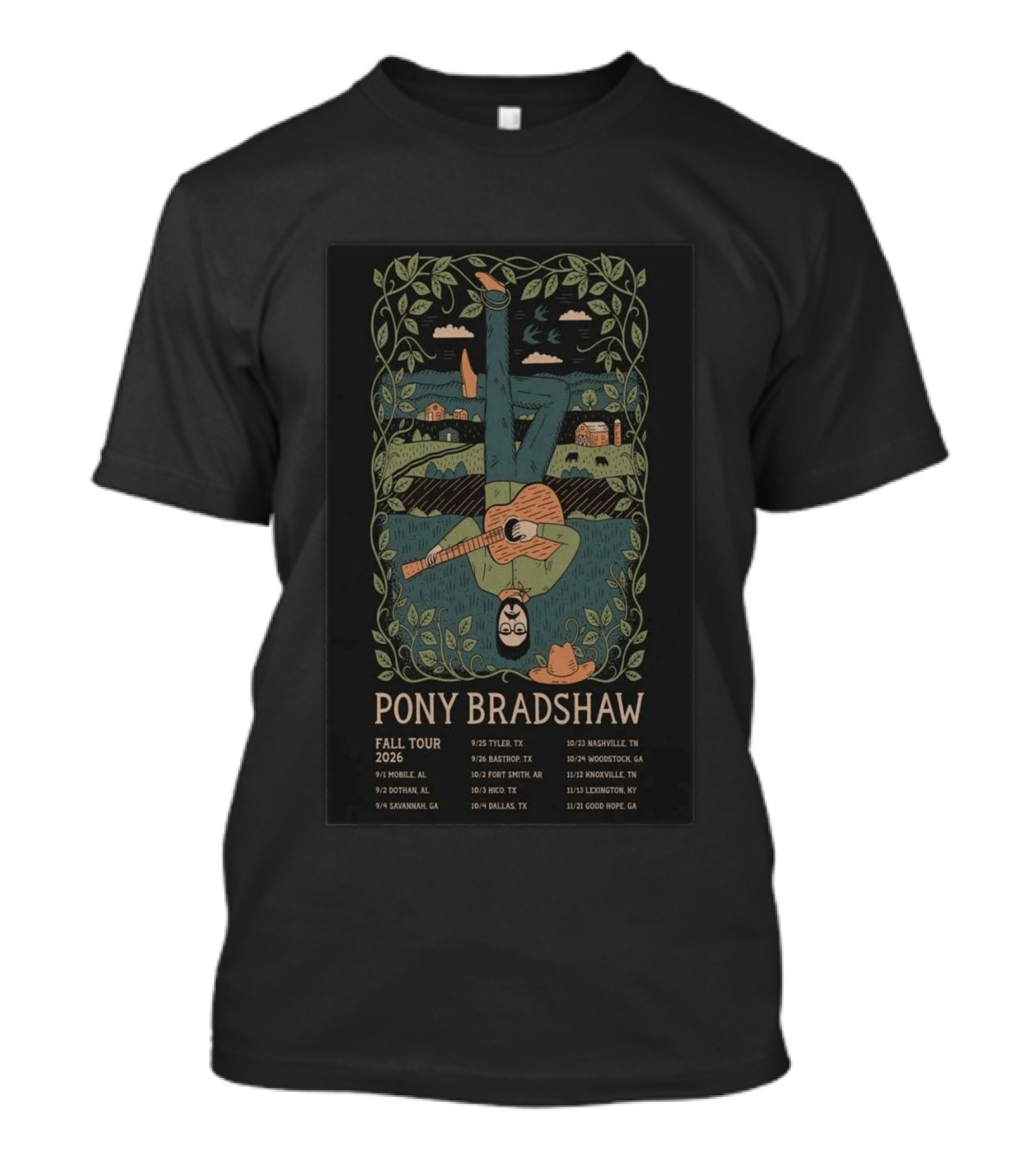 Pony Bradshaw Fall Tour 2026 Tyler Nashville Woodstock Knoxville Exclusive T-Shirt