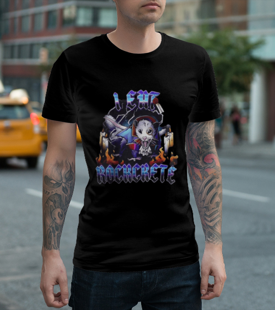 I Eat Rockcrete Possum Gothic Style With Candles And Flames T-Shirt