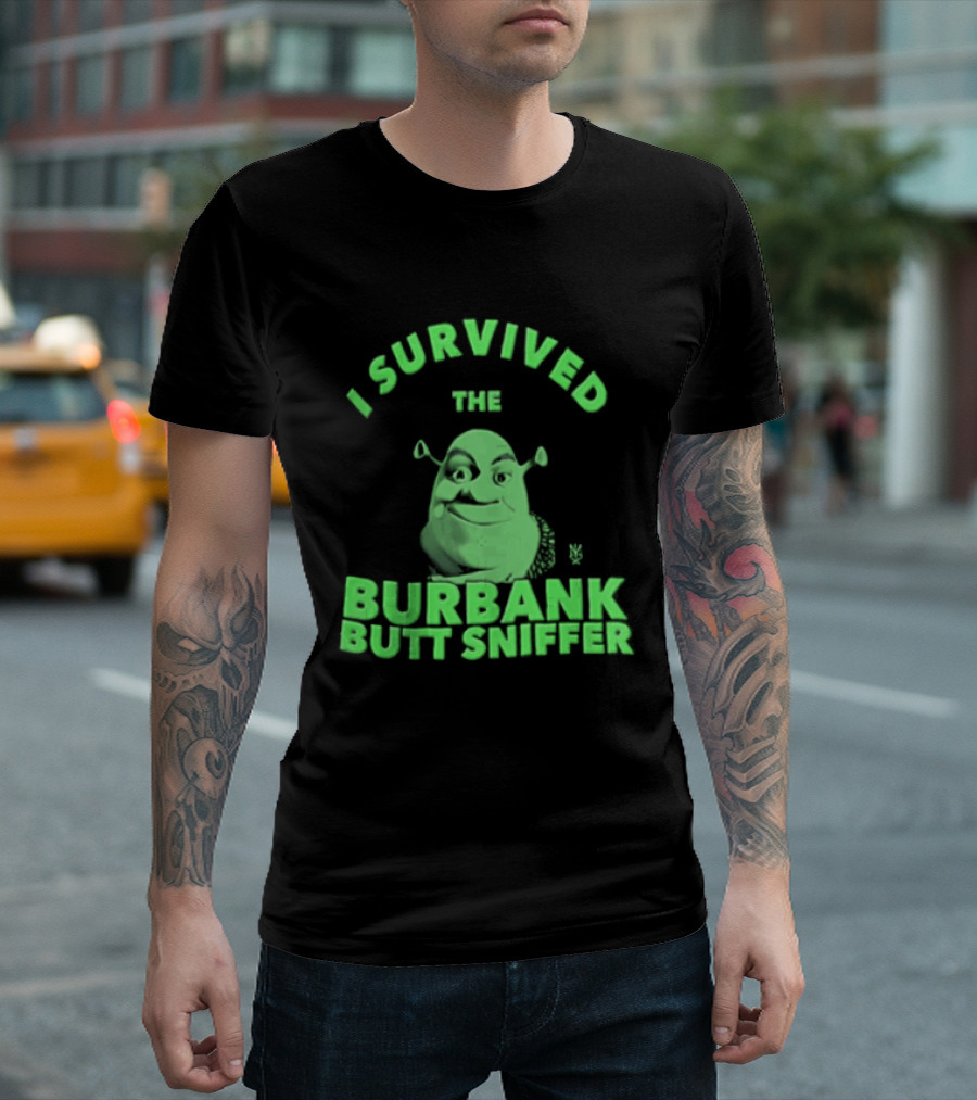 Shrek I Survived The Burbank Butt Sniffer Green Character Mashup T-Shirt