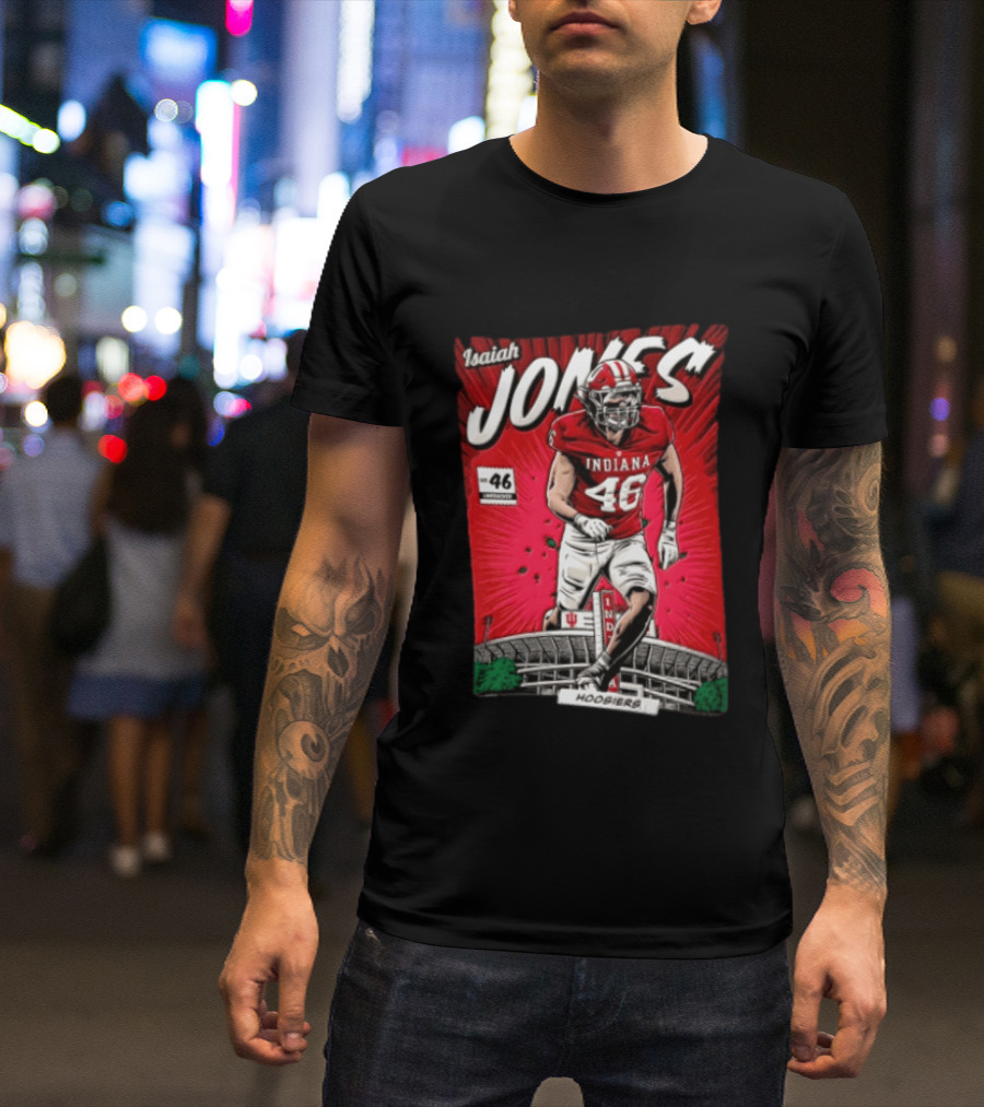 Indiana Hoosiers #46 Isaiah Jones Comic Stadium Edition T-Shirt