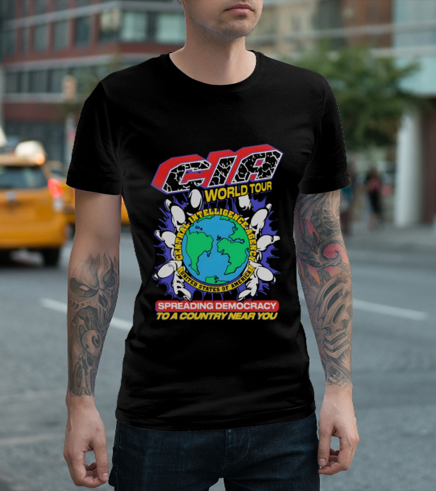 CIA World Tour Spreading Democracy To A Country Near You Earth Map T-Shirt