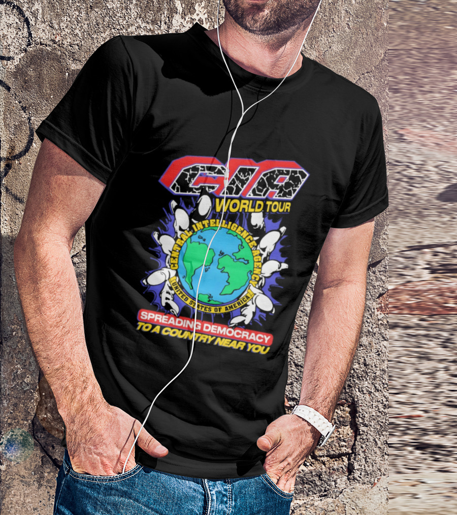 CIA World Tour Spreading Democracy To A Country Near You Earth Map T-Shirt