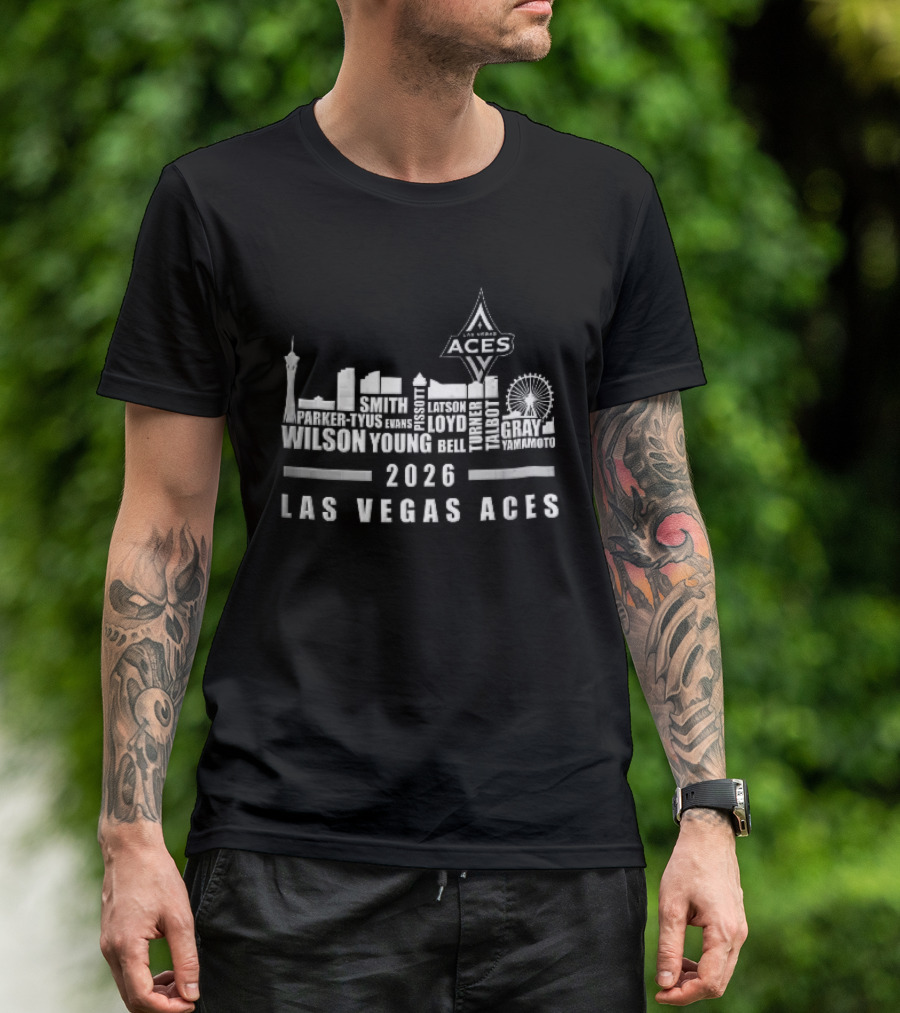 Las Vegas Aces WNBA 2026 City Skyline High Roller T-Shirt
