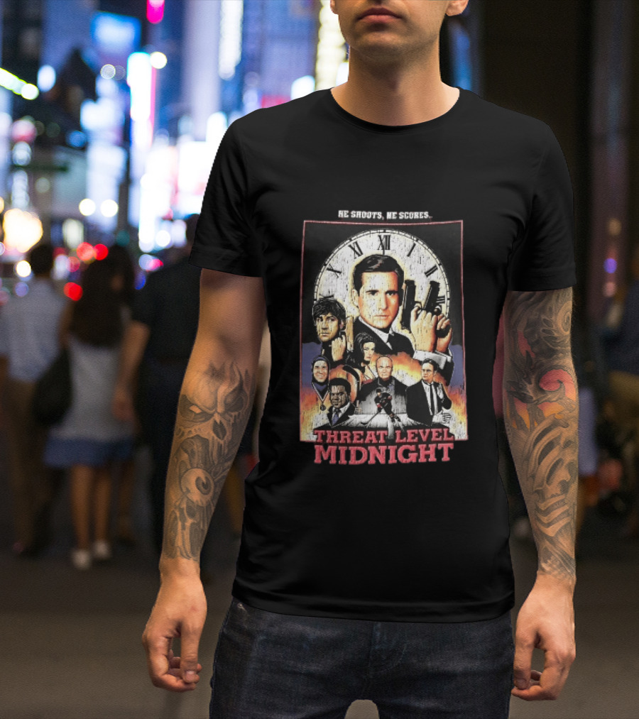 He Shoots He Scores Threat Level Midnight Movie Characters Collage Distressed T-Shirt