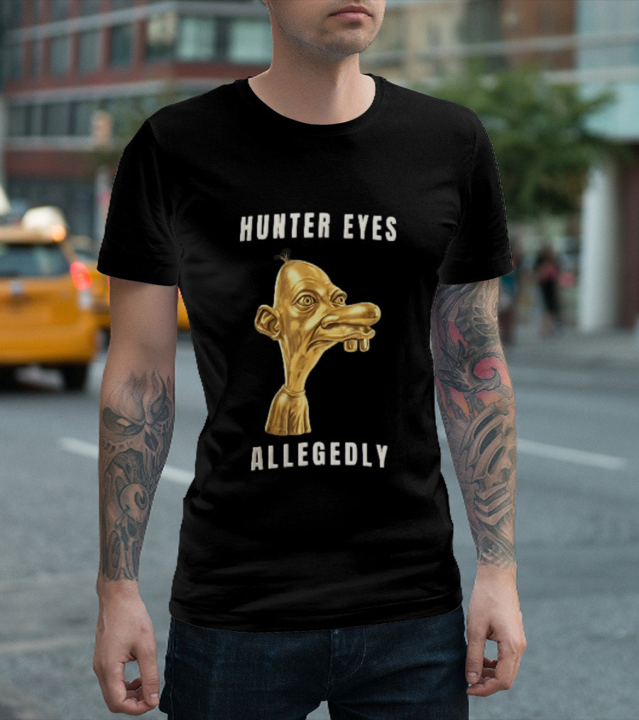 Hunter Eyes Allegedly 3D Golden Manny Caricature Head T-Shirt