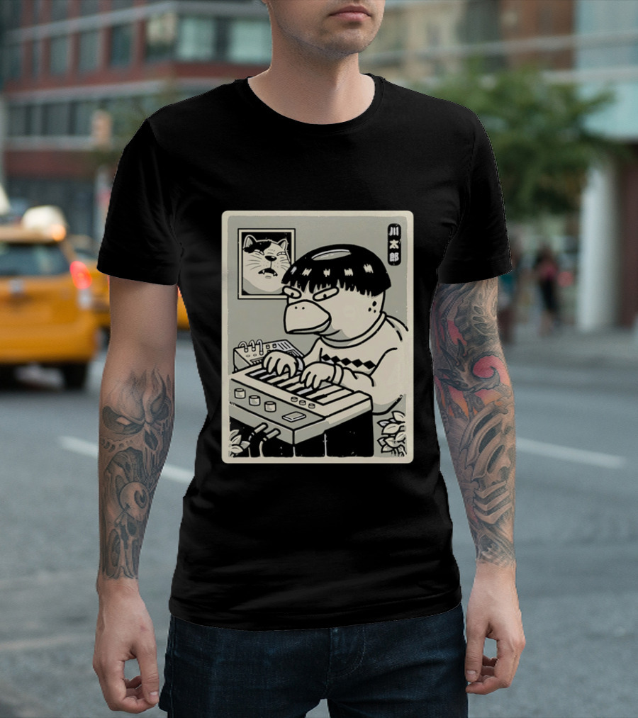 Yokai Synths Kappa Playing Keyboard Japanese Monster T-Shirt