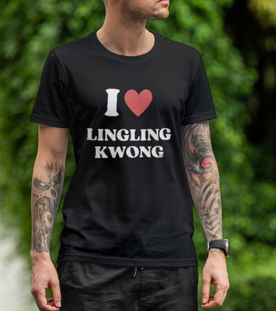 I Love Lingling Kwong Red Heart White Black T-Shirt
