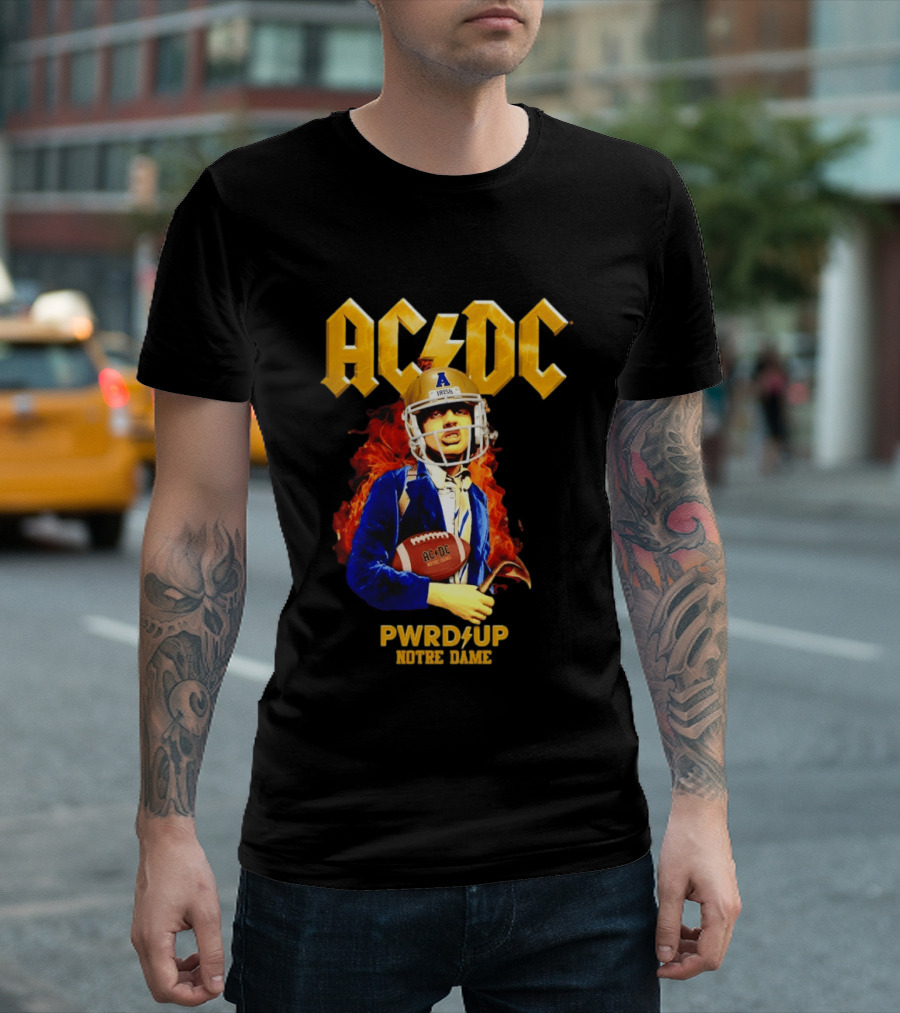 ACDC PWR UP Notre Dame Irish Football T-Shirt