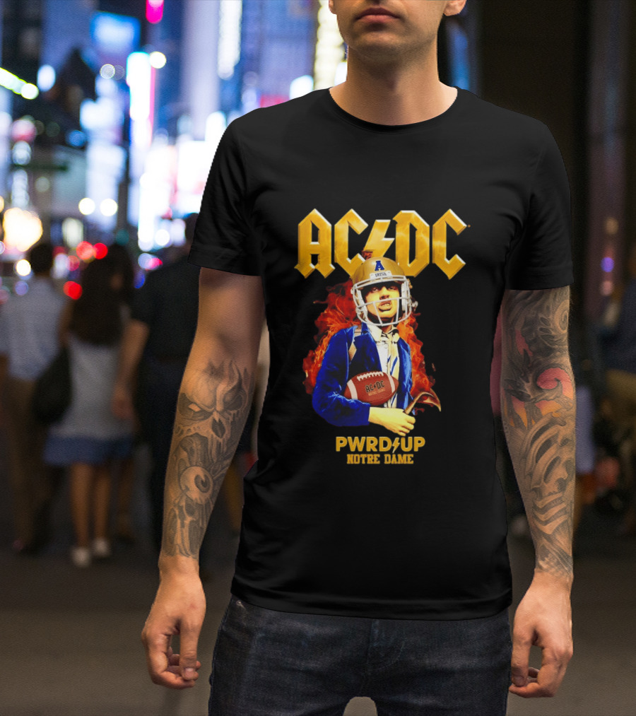 ACDC PWR UP Notre Dame Irish Football T-Shirt