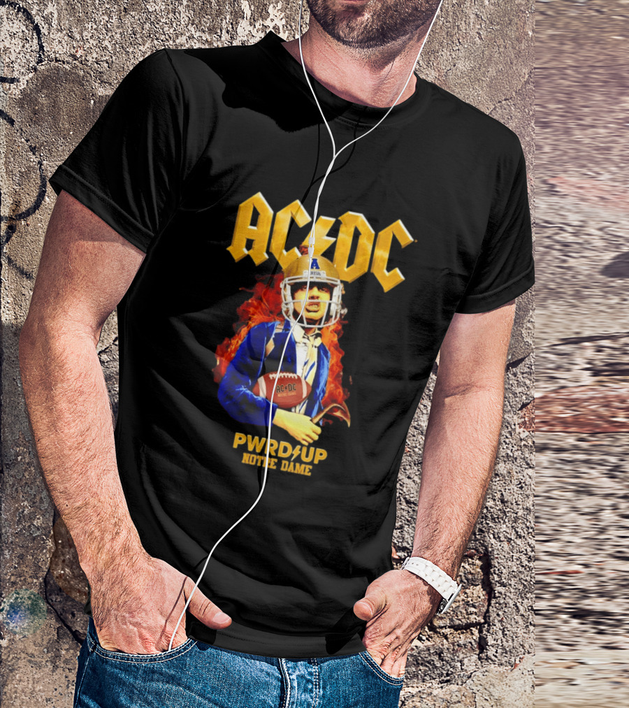 ACDC PWR UP Notre Dame Irish Football T-Shirt