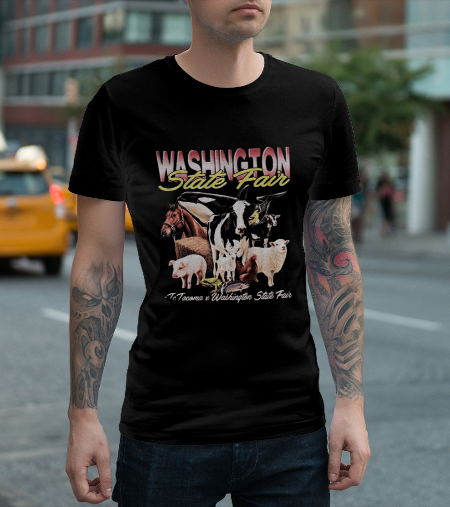 Washington State Fair Puyallup Tacoma Orca Cow Horse Sheep Pig Chicken Goat Frog Fish T-Shirt