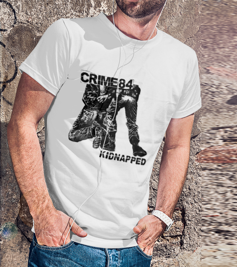 Crime 84 Kidnapped Kneeling Handcuffed Person Police Officer Sketch T-Shirt