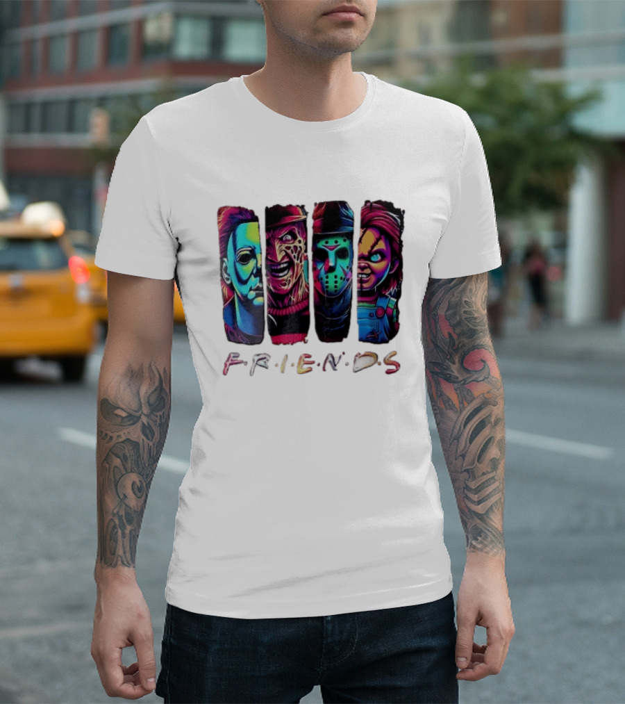 Friends Horror Michael Freddy Jason Chucky Multicolored T-Shirt