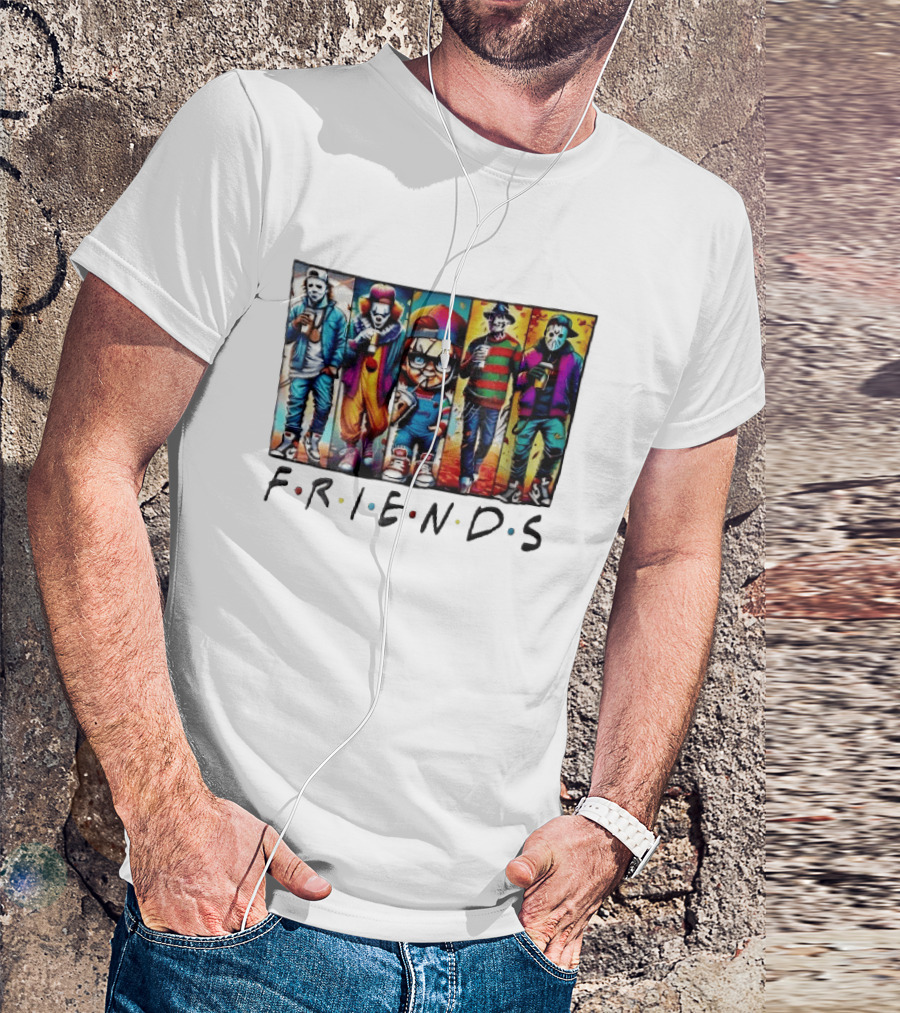 Friends TV Show Horror Movie Characters Coffee Cartoon T-Shirt