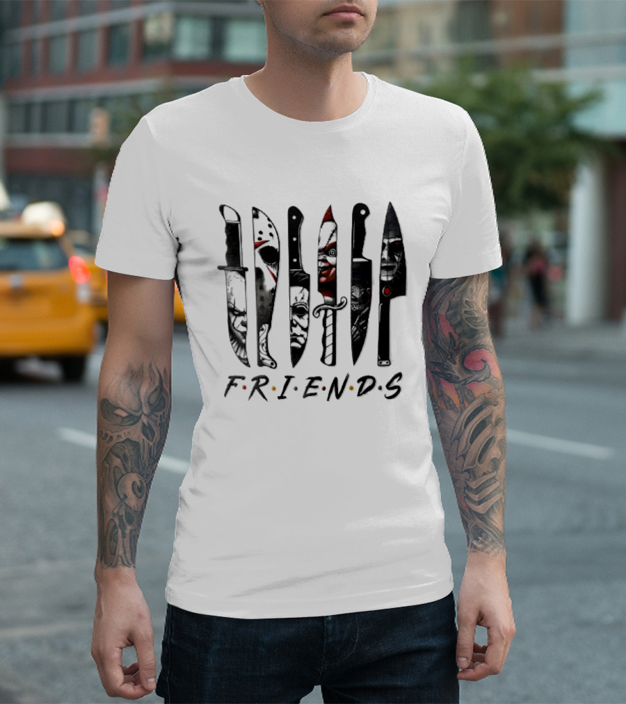 Friends Horror Movie Villains Knife Blades T-Shirt