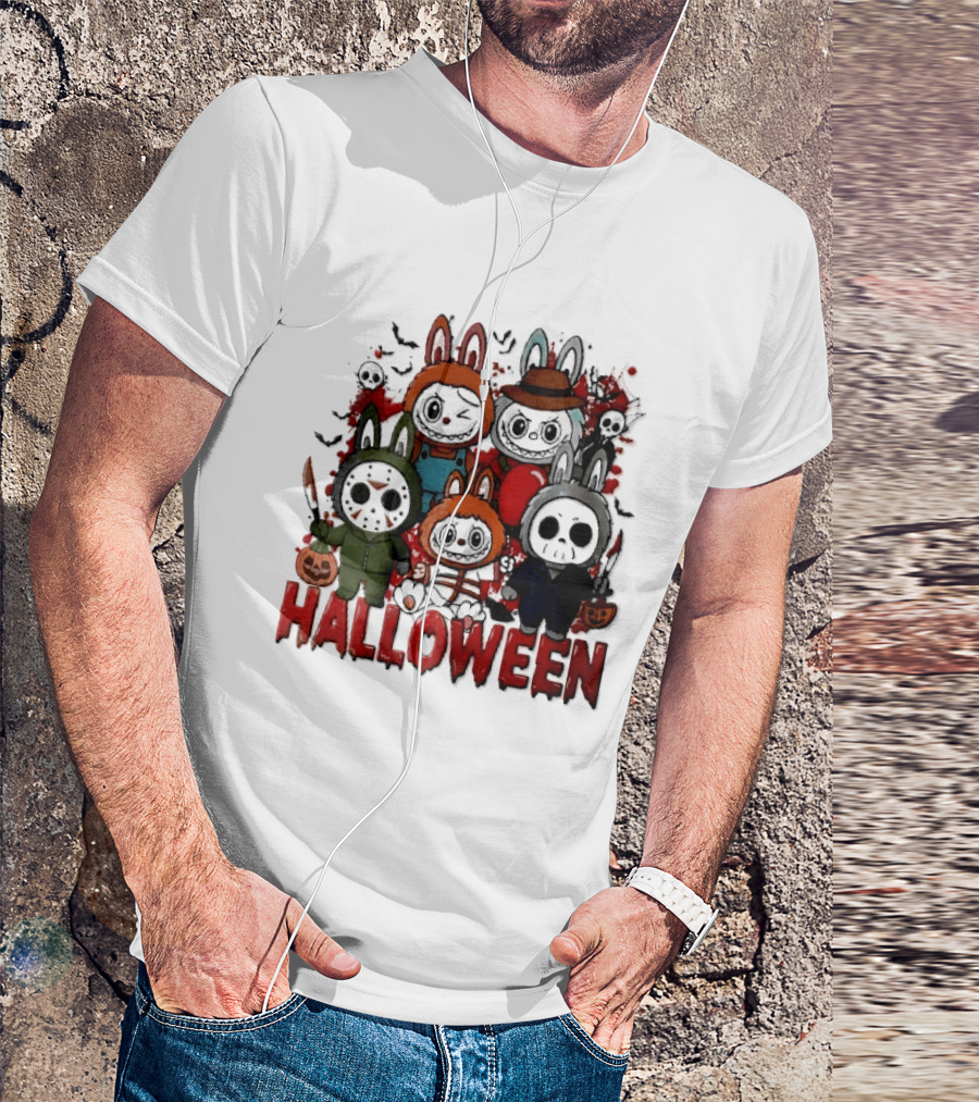 Halloween Cartoon Bunny Horror Characters Costumes Scary Masks T-Shirt