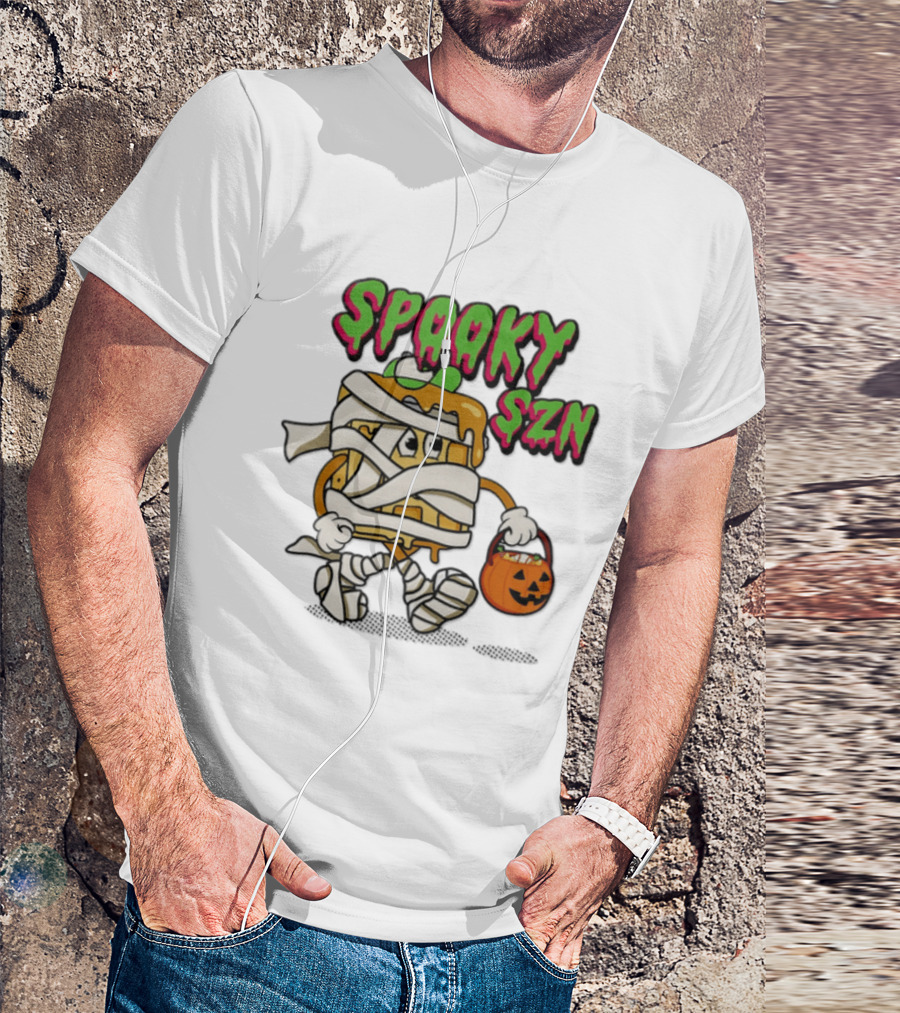 Spooky SZN Halloween 2026 Wrapped Waffle Monster With Pumpkin Bucket T-Shirt