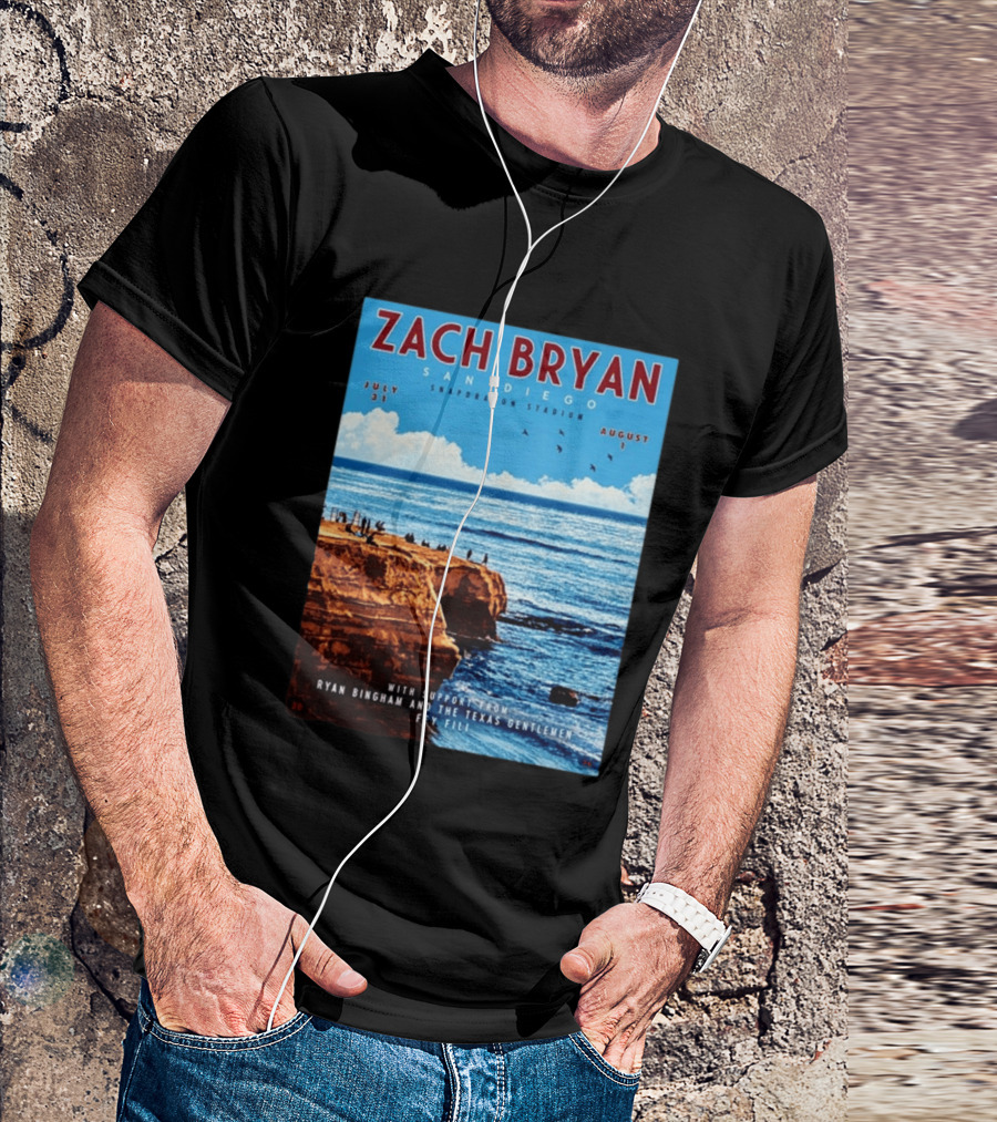Zach Bryan San Diego Snapdragon Stadium July 31 August 1 With Support From Ryan Bingham The Texas Gentlemen Feu Fei T-Shirt