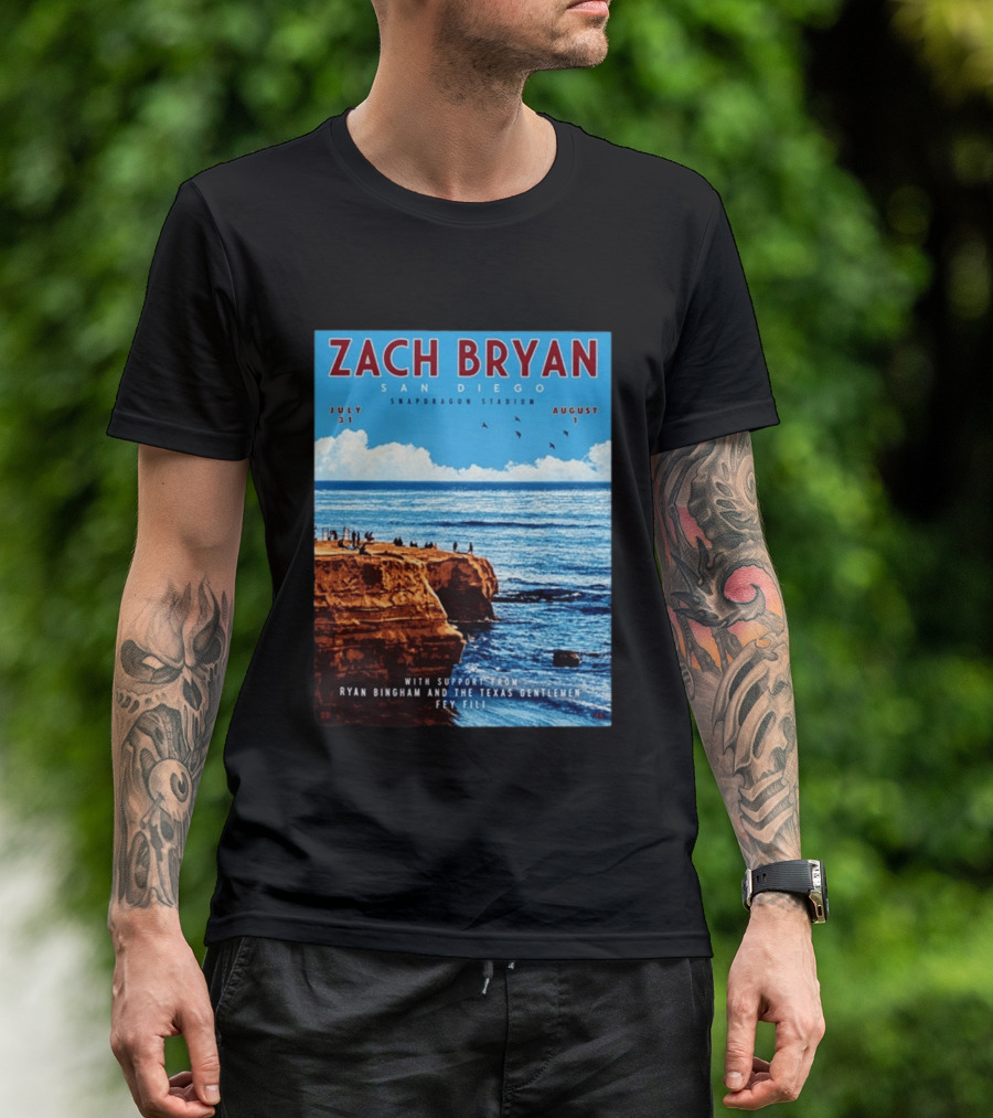 Zach Bryan San Diego Snapdragon Stadium July 31 August 1 With Support From Ryan Bingham The Texas Gentlemen Feu Fei T-Shirt