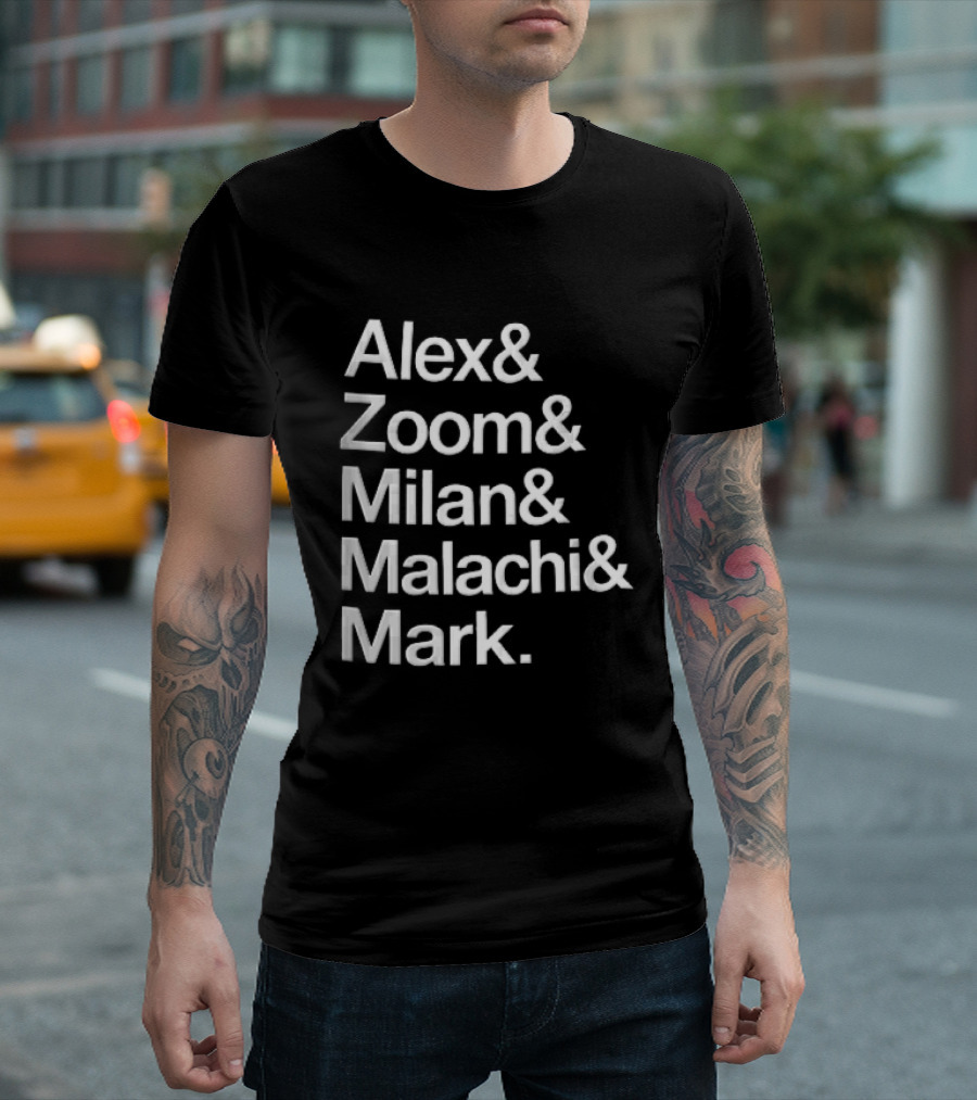 Alex Zoom Milan Malachi Mark Stacked White T-Shirt