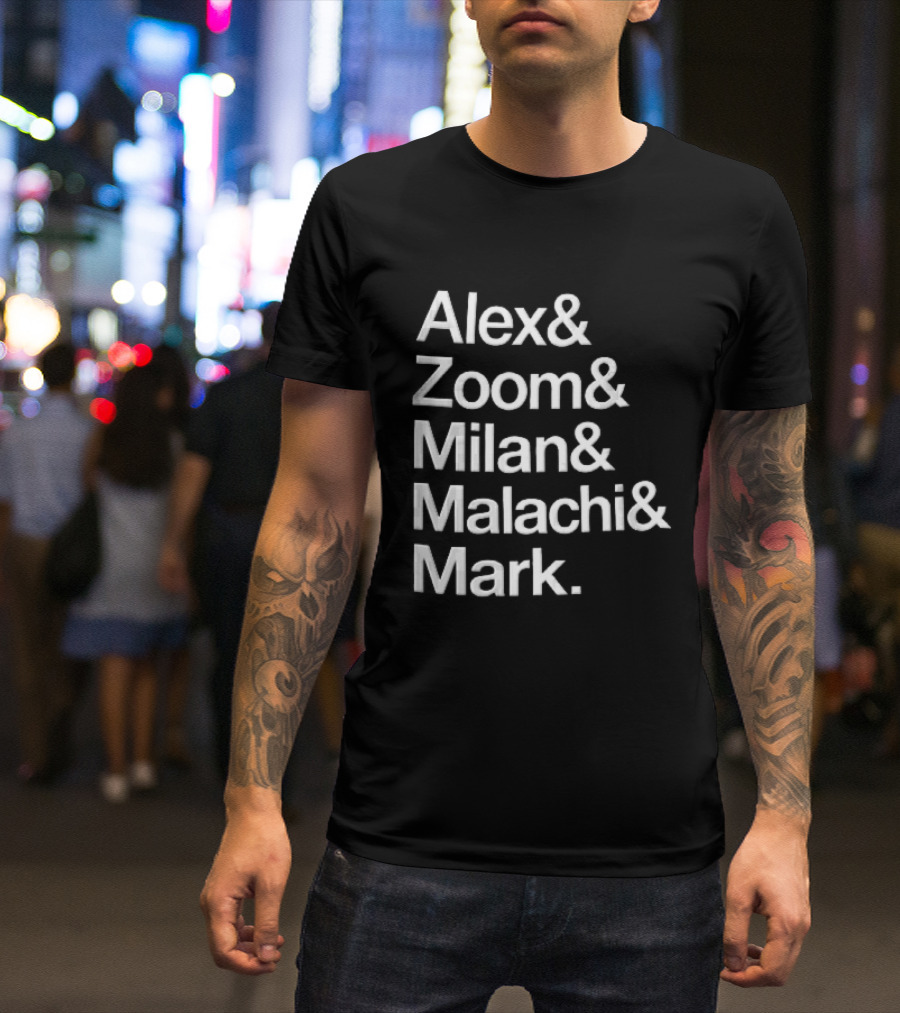 Alex Zoom Milan Malachi Mark Stacked White T-Shirt