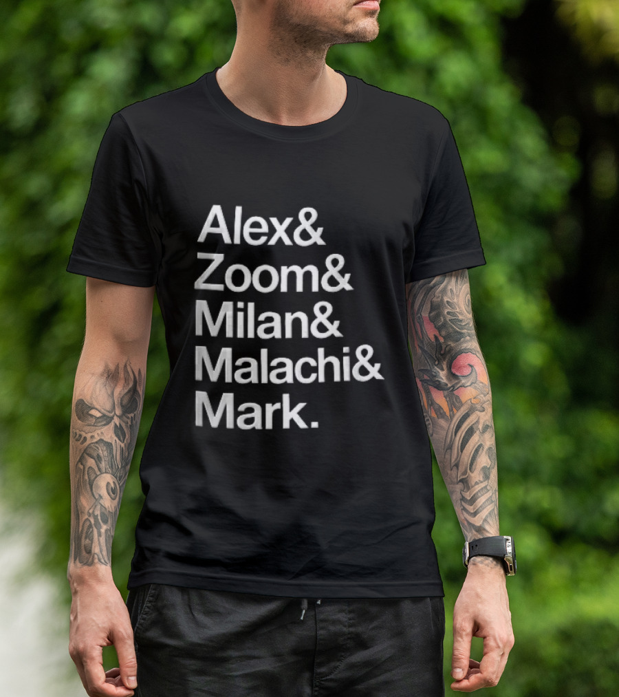 Alex Zoom Milan Malachi Mark Stacked White T-Shirt