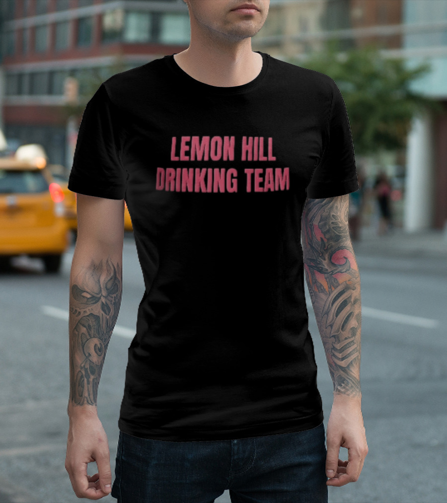 Lemon Hill Drinking Team Red Arched Block Lettering T-Shirt