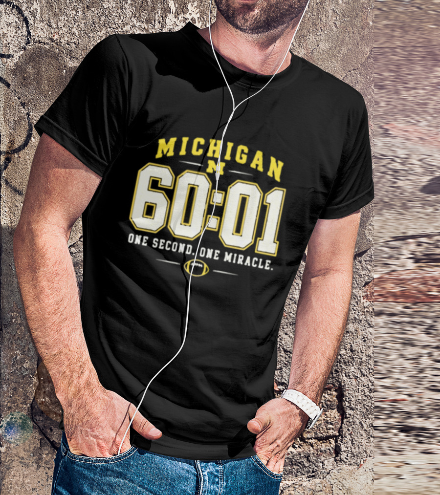 Michigan Wolverines 60 01 One Second One Miracle Football T-Shirt
