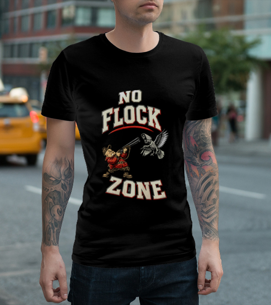 No Flock Zone Hunter With Surveillance Bird Vintage Look T-Shirt