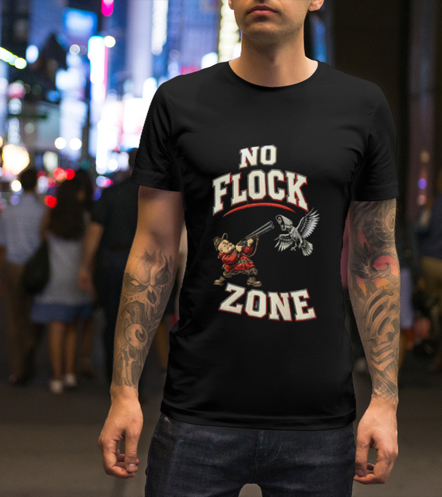 No Flock Zone Hunter With Surveillance Bird Vintage Look T-Shirt