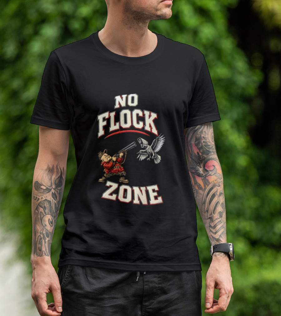 No Flock Zone Hunter With Surveillance Bird Vintage Look T-Shirt