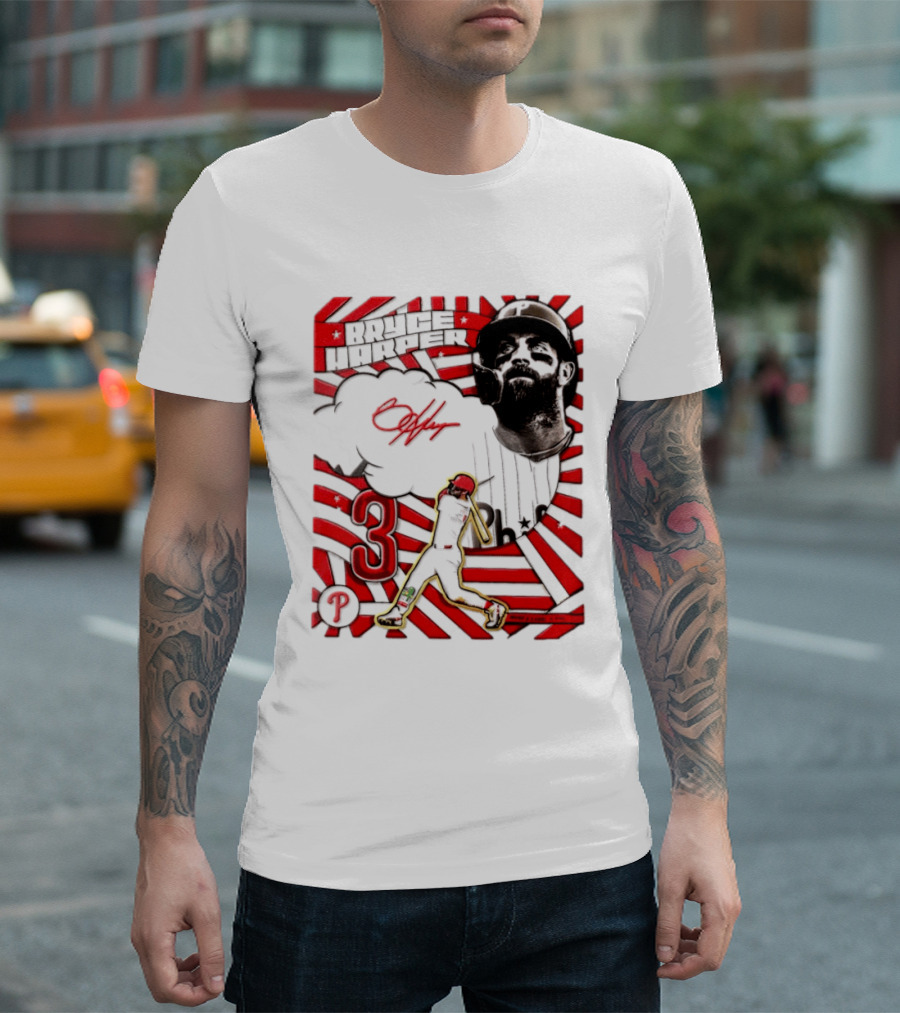 Bryce Harper Philadelphia Phillies 2026 MLB Signature Number 3 T-Shirt