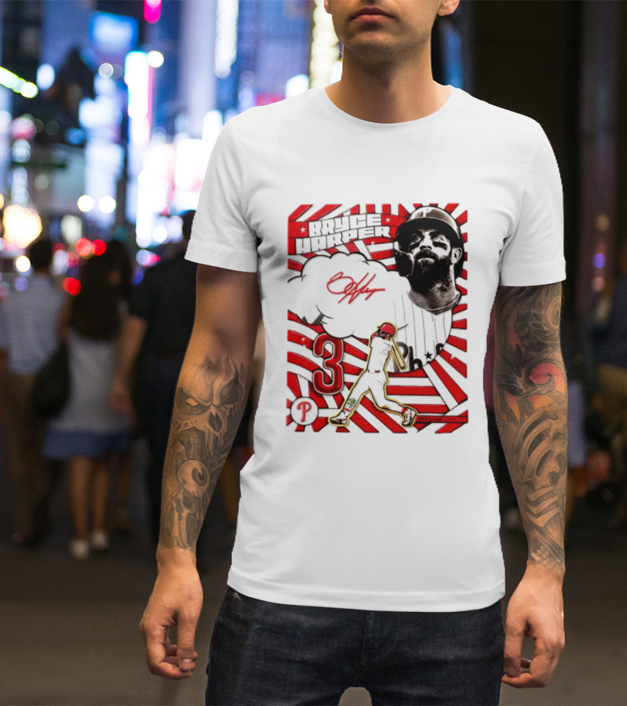 Bryce Harper Philadelphia Phillies 2026 MLB Signature Number 3 T-Shirt