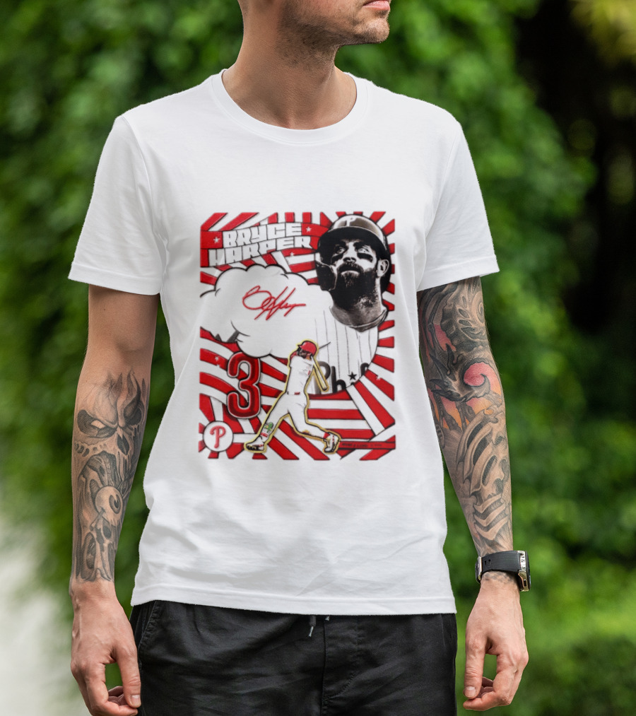 Bryce Harper Philadelphia Phillies 2026 MLB Signature Number 3 T-Shirt