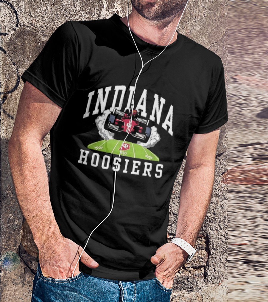 Indiana Hoosiers Race Car On Football Field NCAA Bison T-Shirt