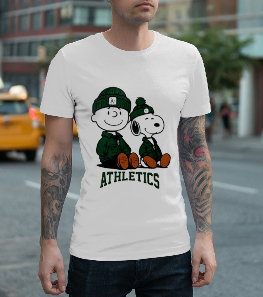 Charlie Brown Snoopy Athletics 2026 MLB Football T-Shirt